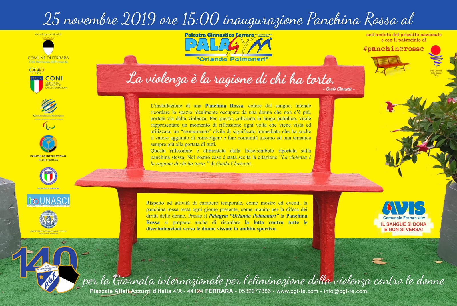 cartolina inaugurazione panchina rossa fronte