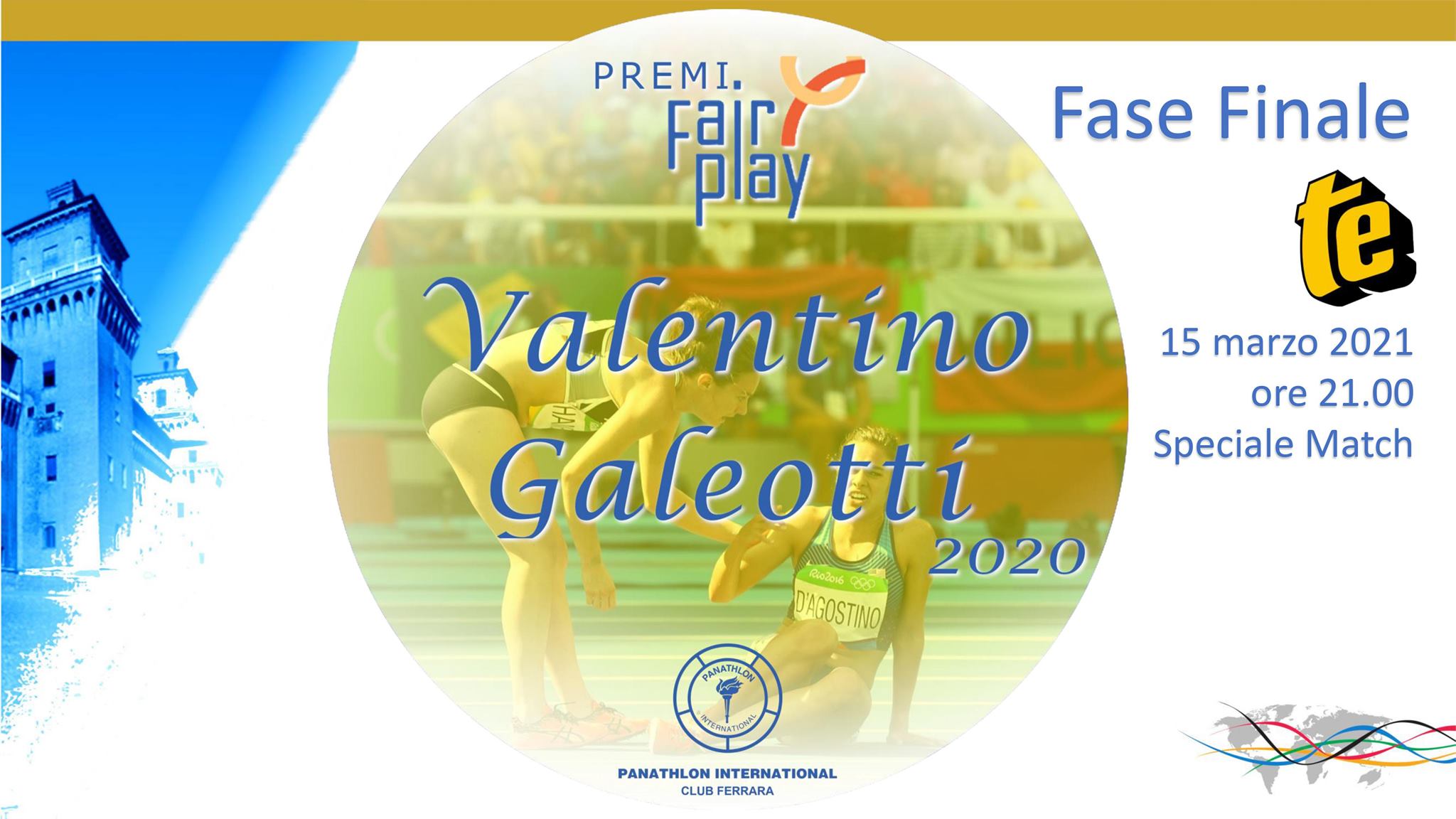 Fese finale dei Premi Fair Play Valentino Galeotti per il 2020, in TV su Telestense